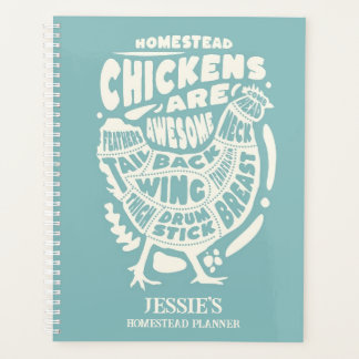 Blue Cream Chicken Art Personalised Homestead  Planner