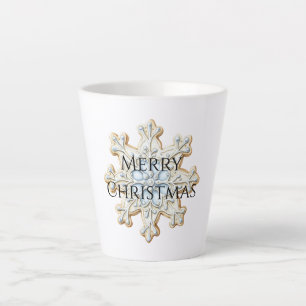 Blue Cream Christmas Snowflake Latte Mug
