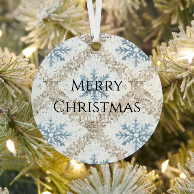 Blue Cream Christmas Snowflakes Metal Tree Decoration (Insitu)