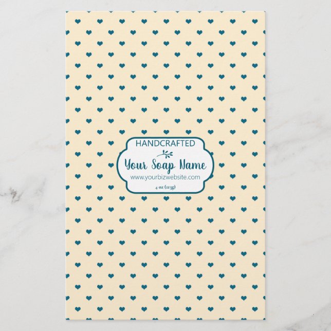 Blue & Cream Colour Heart Soap Wrap Paper (Front)
