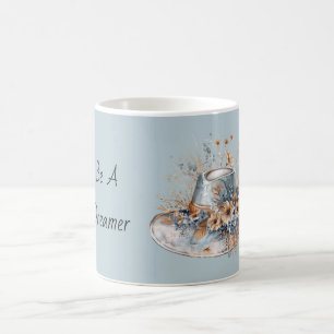 Blue Cream Floral Hat Dreamer Coffee Mug