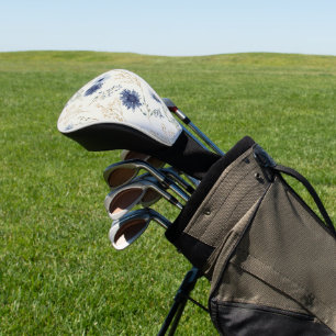 Blue Cream Flowers Golf Head Cover