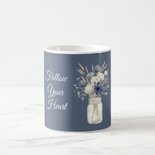 Blue Cream Flowers Jar Coffee Mug