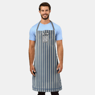 Blue Cream French Style Stripes Marmalade Label Apron