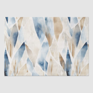 Blue Cream Ivory Abstract Beach  Tissue Paper