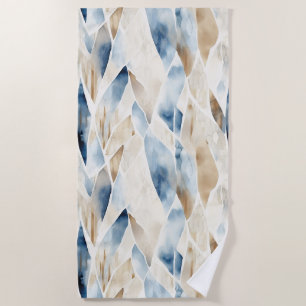 Blue Cream Ivory Abstract Beach Towel