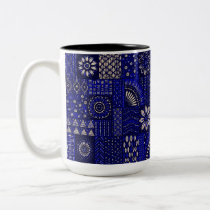 Blue & Cream Ornamental Mug. Two-Tone Coffee Mug