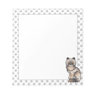 Blue Cream Persian Cute Cartoon Cat Illustration Notepad