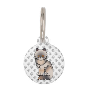 Blue Cream Persian Cute Cartoon Cat & Pet's Info Pet Tag