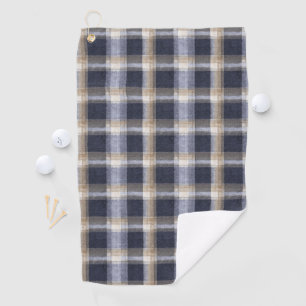 Blue Cream Plaid Stripes Golf Towel