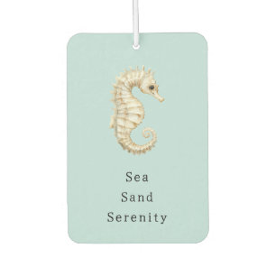 Blue Cream Sea Horses Ocean Shells Bridal Shower Car Air Freshener