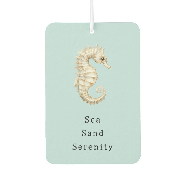 Blue Cream Sea Horses Ocean Shells Bridal Shower Car Air Freshener (Front)