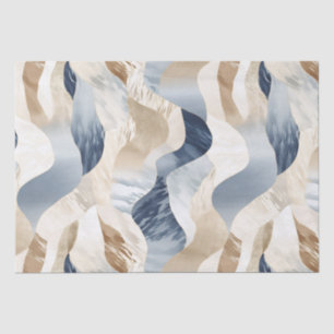 Blue Cream Sea Sand Abstract Tissue Paper