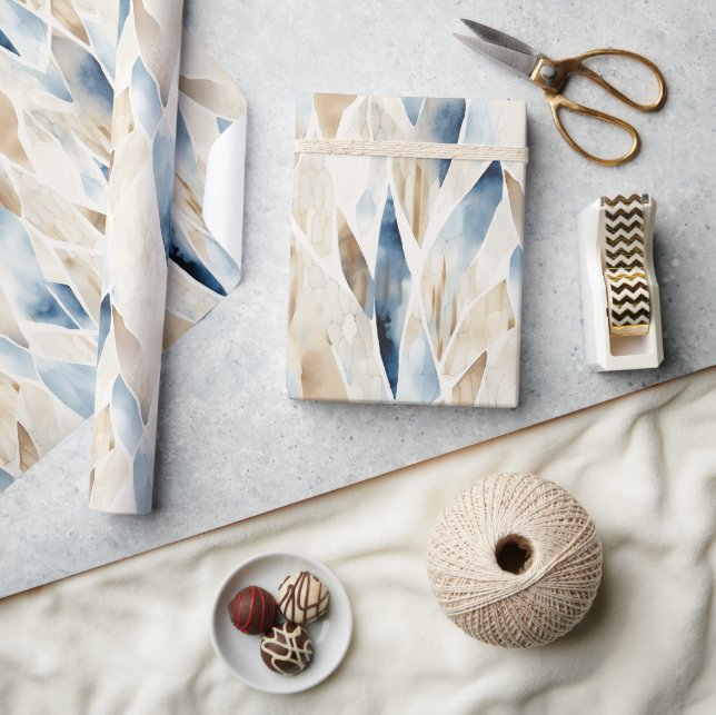 Blue Cream Sea Sand Ocean Serenity Wrapping Paper (Crafts)