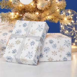 Blue Cream Snowflakes Christmas Wrapping Paper
