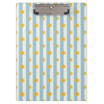 Blue Cream Stripe Gold Sunburst Clipboard