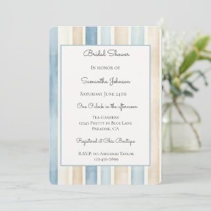 Blue Cream Stripes Bridal Shower Invitation
