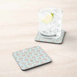 Blue Cream Tan Diamonds Coasters