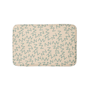 Blue Cream Tribal Zig Zag Stripes Pattern  Bath Mat