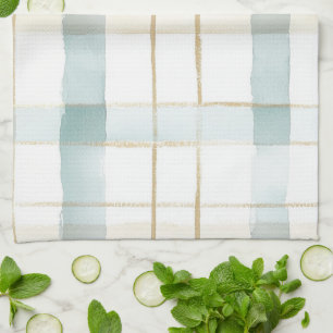 Blue Cream White Plaid Tea Towel