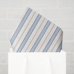 Blue Cream White Stripes Father's Day Tissue Paper