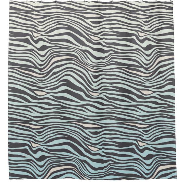 Blue Cream Zebra Print Ombre Shower Curtain (Front)