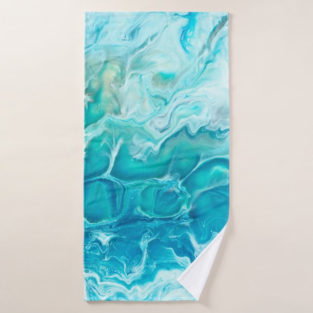 Blue creative abstract hand painted background, ma bath towel (Bath Towel)