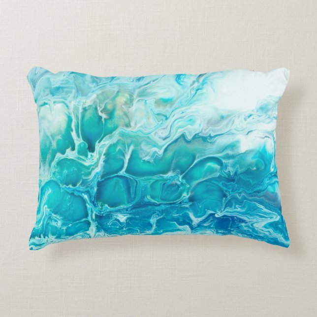 Blue creative abstract hand painted background, ma decorative cushion (Front)