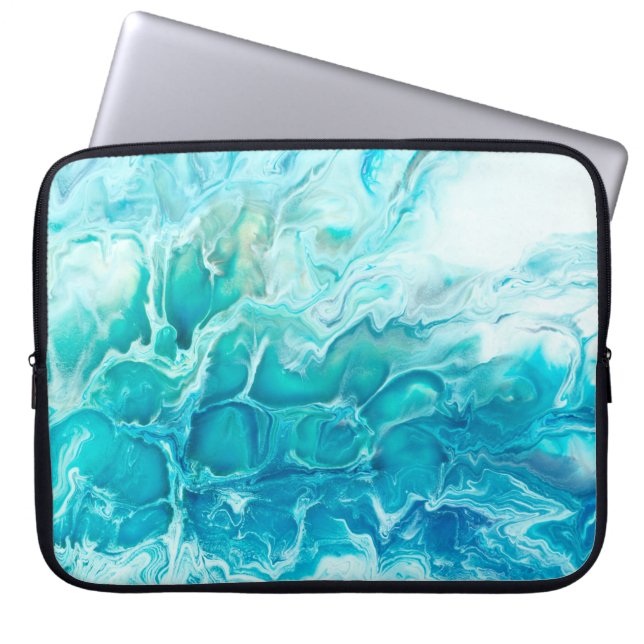 Blue creative abstract hand painted background, ma laptop sleeve (Front)