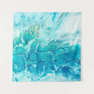 Blue creative abstract hand painted background, ma tapestry