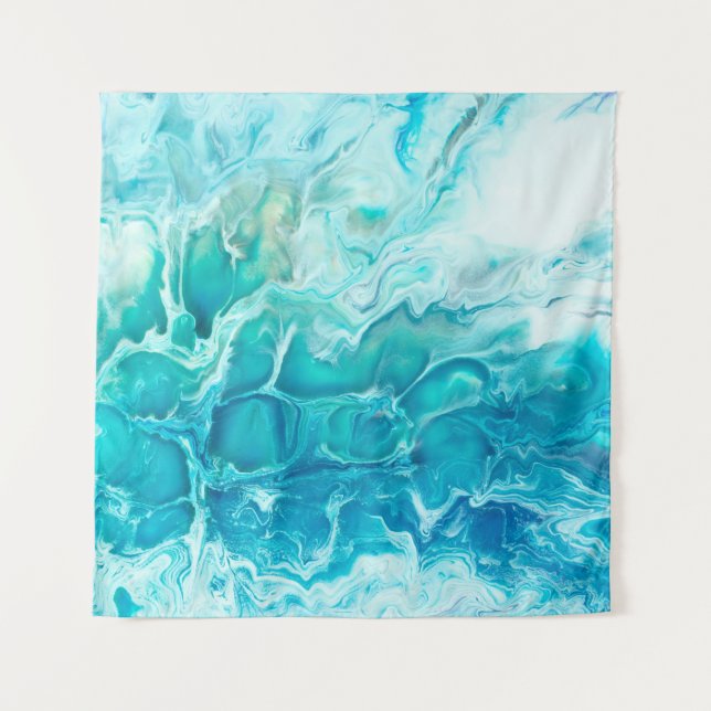 Blue creative abstract hand painted background, ma tapestry (Front)