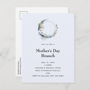 Blue Crescent Moon  Mother's Day Brunch Invitation Postcard