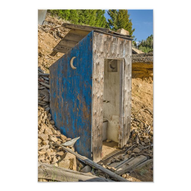 Blue Crescent Moon Outhouse - Privy Photo Print (Front)