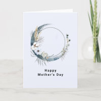 Blue Crescent Moon with White Flowers Mother's Day
