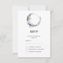 Blue Crescent Moon with White Flowers Wedding