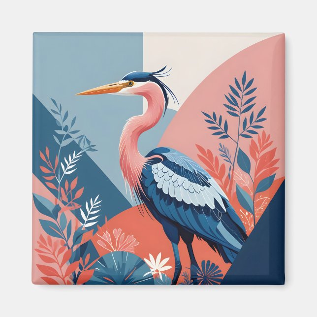 blue crest heron magnet (Front)