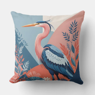 blue crest heron outdoor pillow