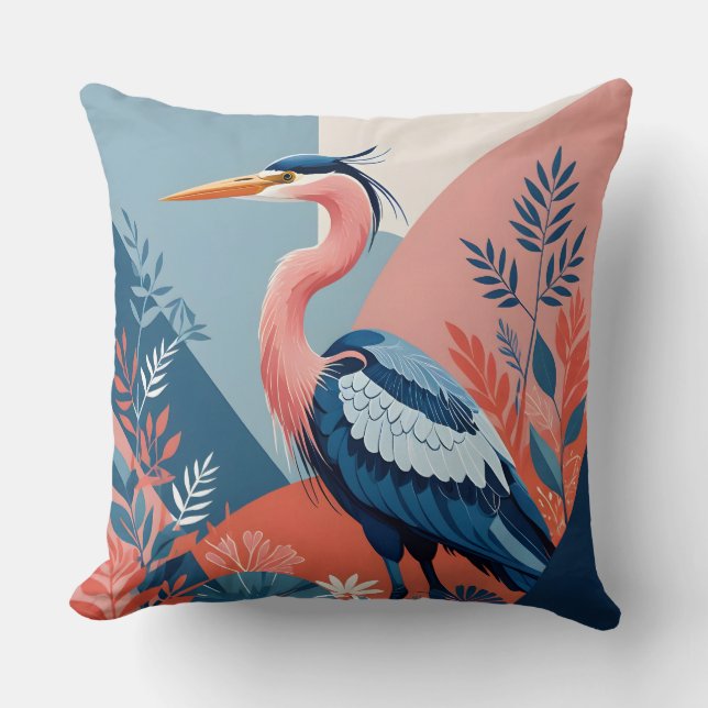 blue crest heron pillow (Front)