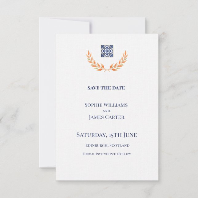 Blue Crest Wedding Save The Date (Front)