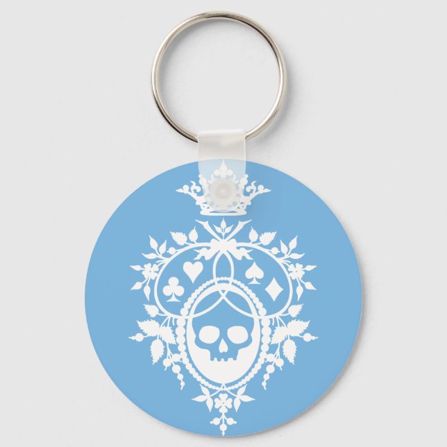 Blue Crest with Skull and Cardsuits Keychain (Front)