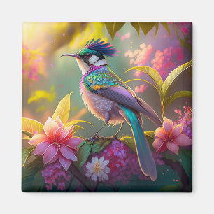 Blue Crested Rainbow Winged Sunbird Fantasy Bird Magnet