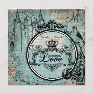Blue Criss Cross Unconditional Love Wedding Invite