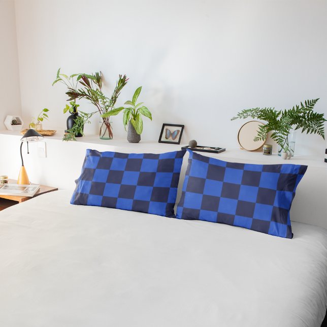 Blue Croatian Geometric Chequered Pattern Pillowcase (Creator Uploaded)