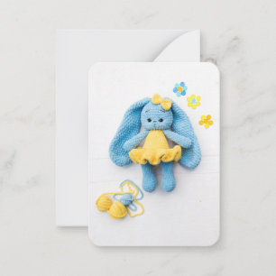 Blue Crochet Bunny – Soft Handmade Charm Card