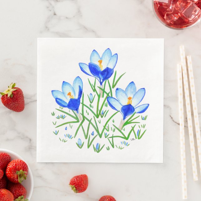Blue Crocus Flowers Napkin (Insitu)
