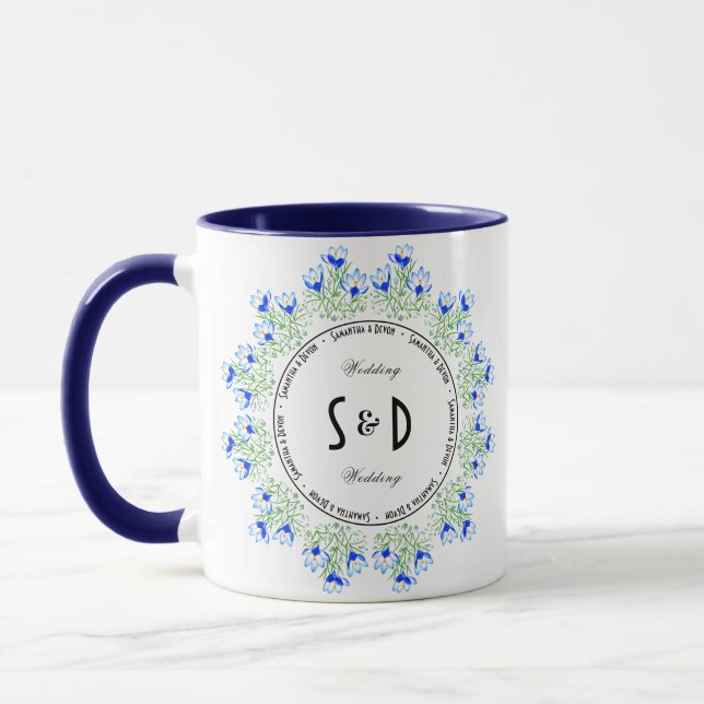 Blue Crocus Wedding Combo Mug (Left)