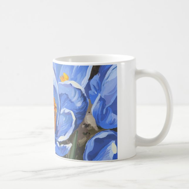Blue crocuses and a bee coffee mug (Right)