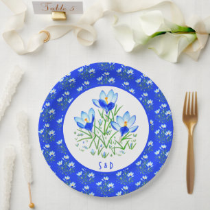Blue Crocuses Paper Plate