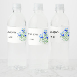 Blue Crocuses Water Bottle Label