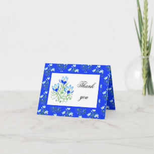 Blue Crocuses with white Frame Thank You Card